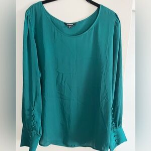 Express Elegant Emerald Green Silk Blouse